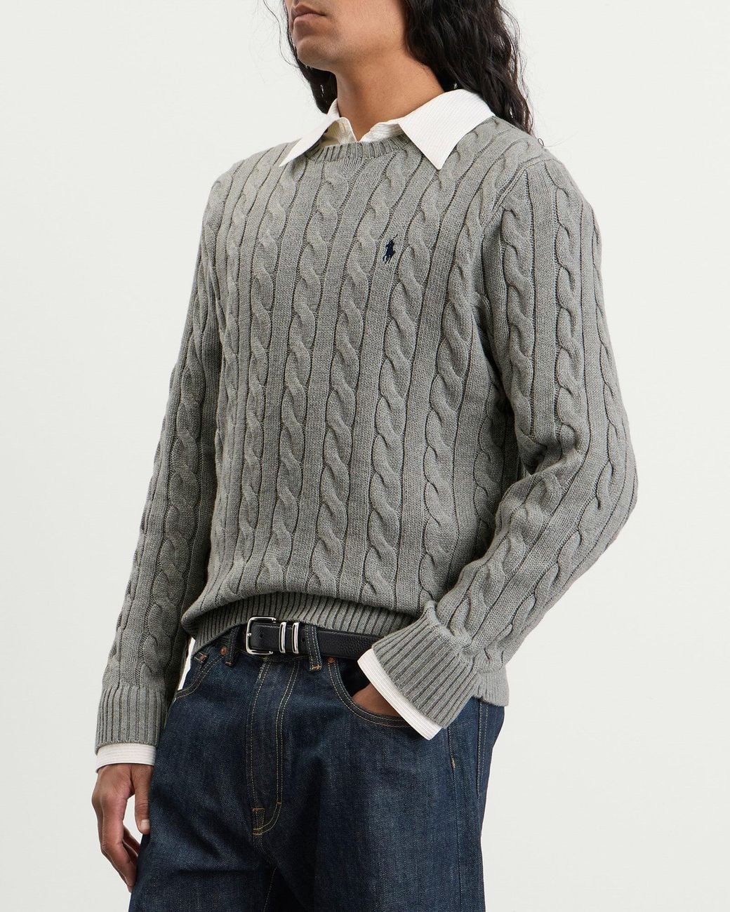 Knited Rope End Polo Ralph Lauren Cable Knit Jumper in Gray for Men | Lyst