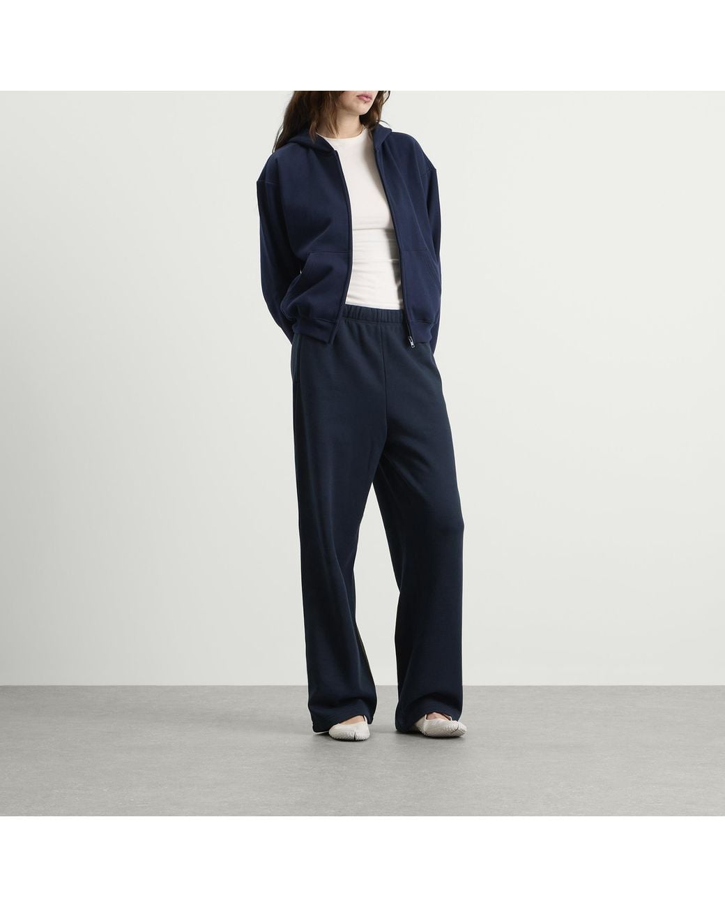 Skims Blue Cotton Fleece Classic Straight Leg Pant