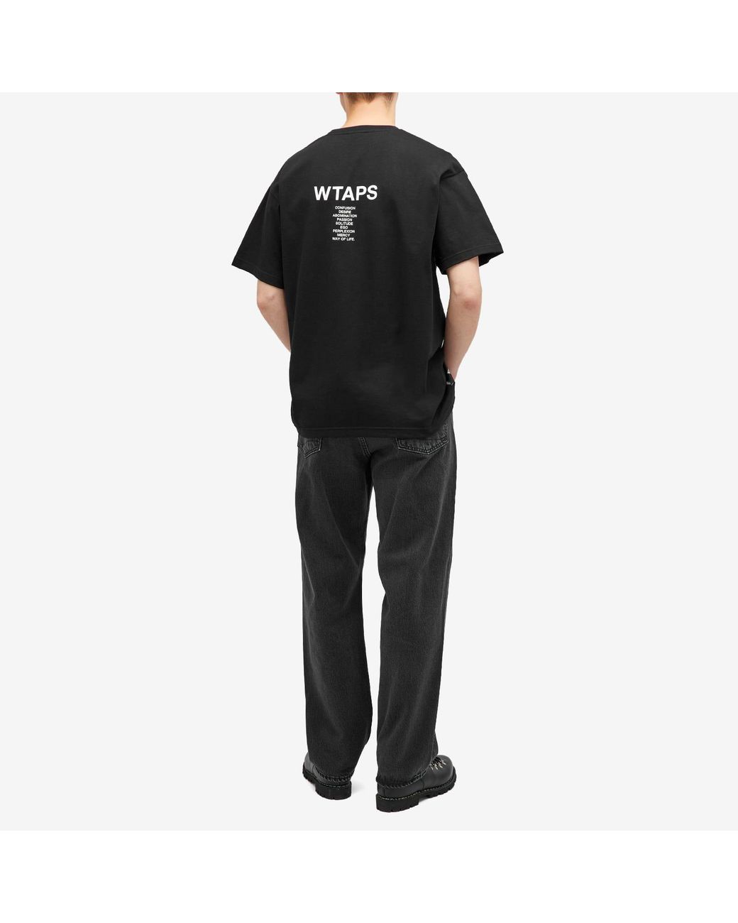 WTAPS Printed Cotton Ingredients Spec Tee in Black for Men WTAPS Printed Cotton Ingredients Spec Tee in Black for Men