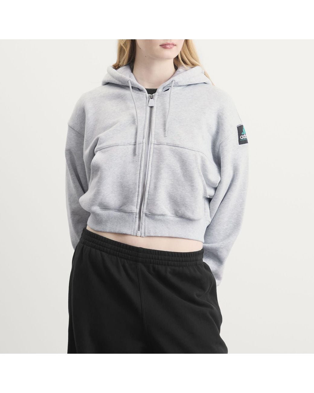 Adidas Gray Eqt Cropped Hoodie