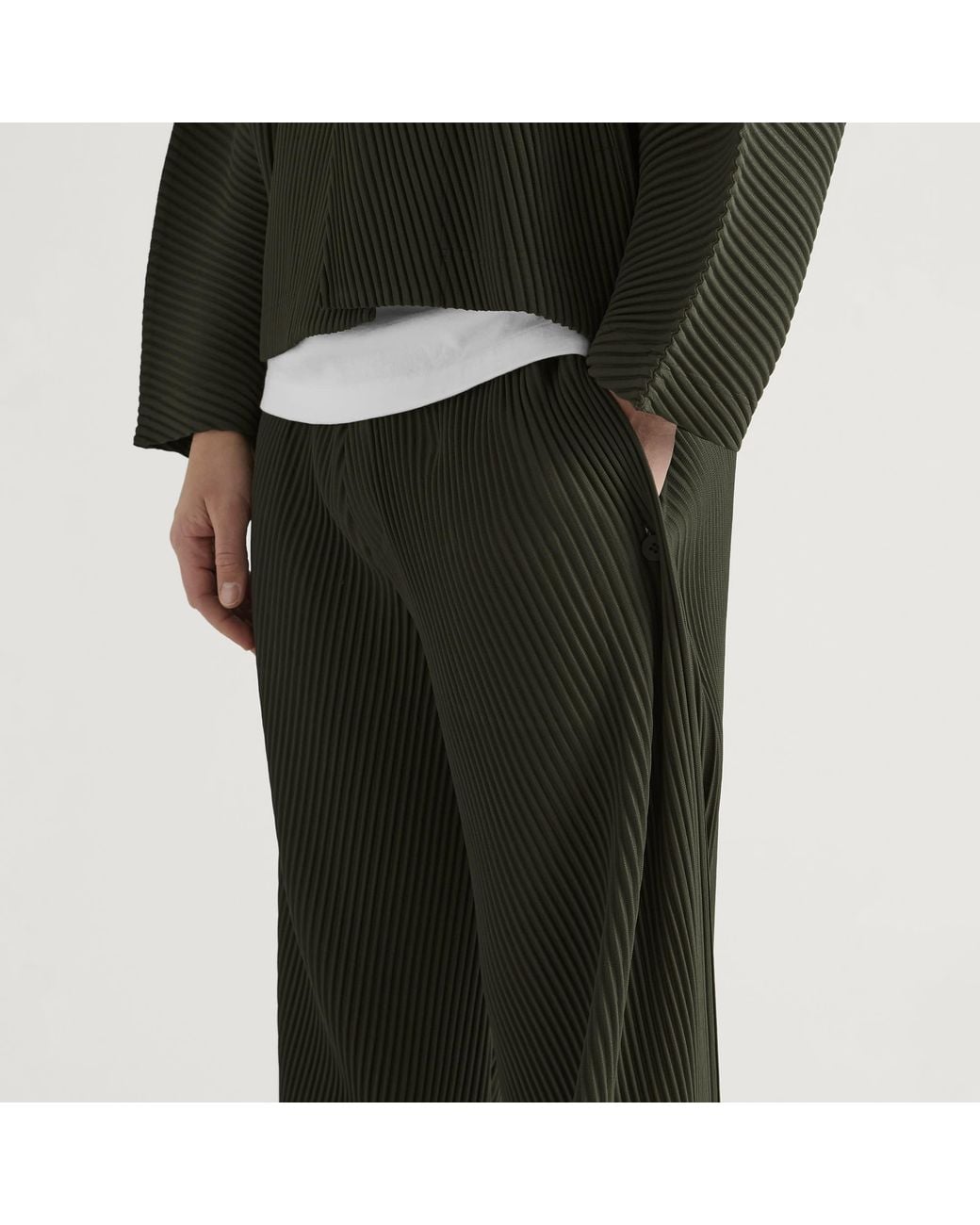 Homme Plissé Issey Miyake Green Pleated Trousers for men