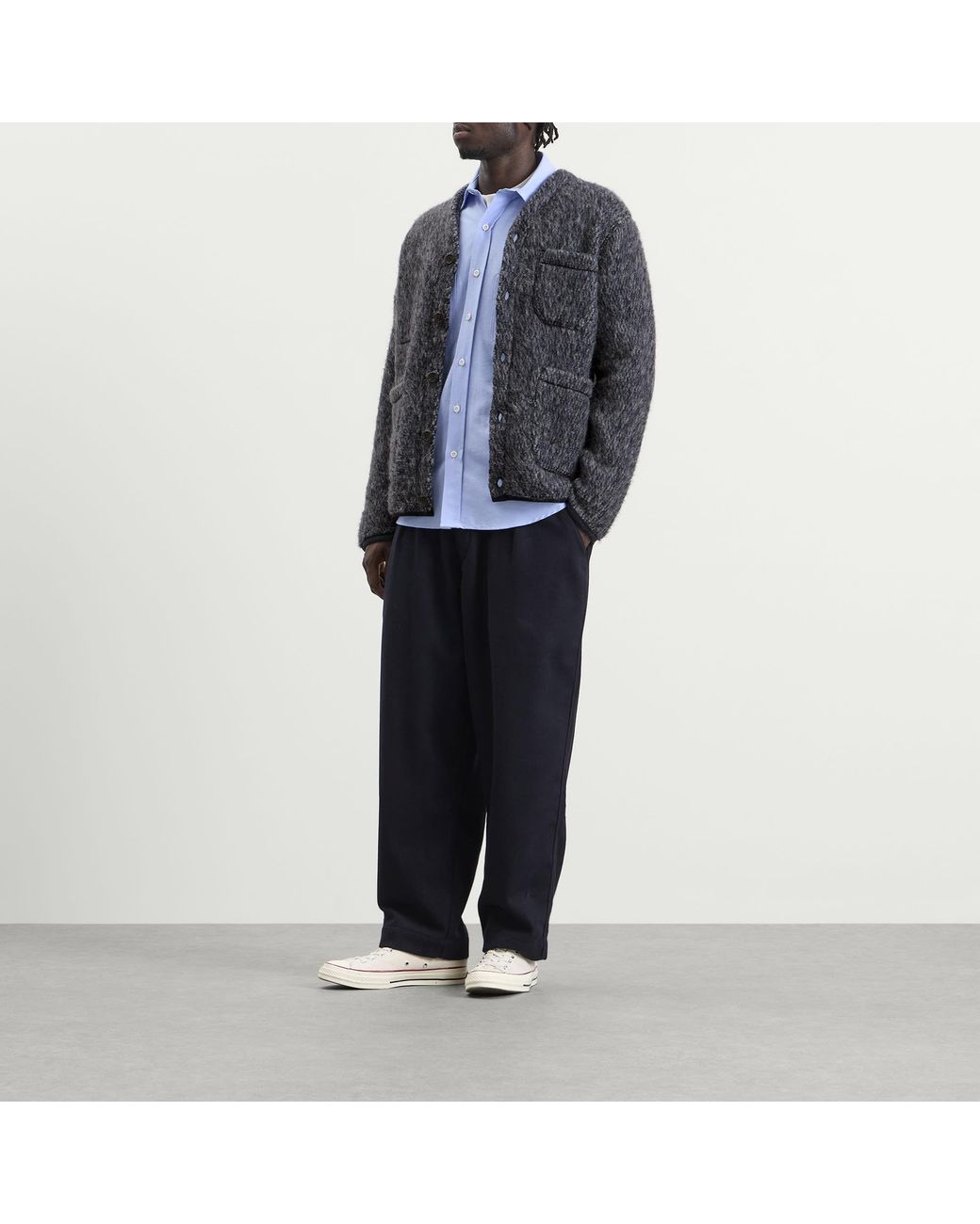 Universal Works Blue Losso Mohair Mix Cardigan for men