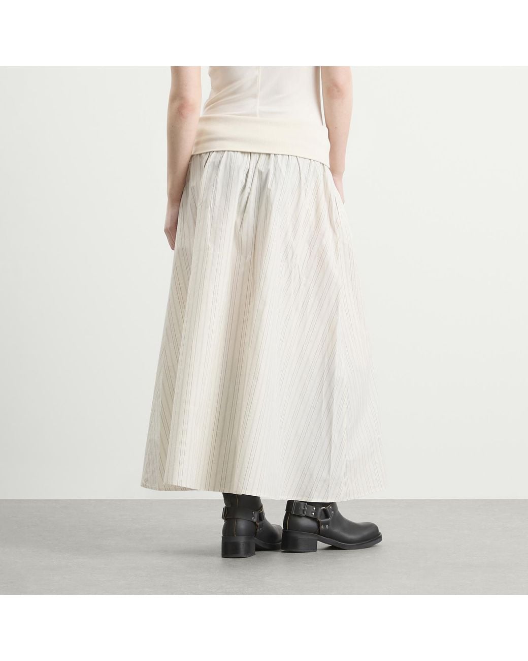 Samsøe & Samsøe White Sathea Pleated Midi Skirt