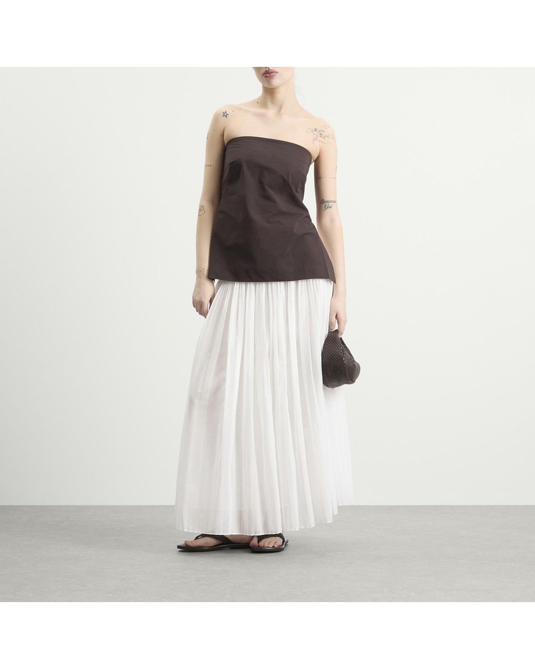 Rohe White Rohe Pleated Cotton Muslin Skirt