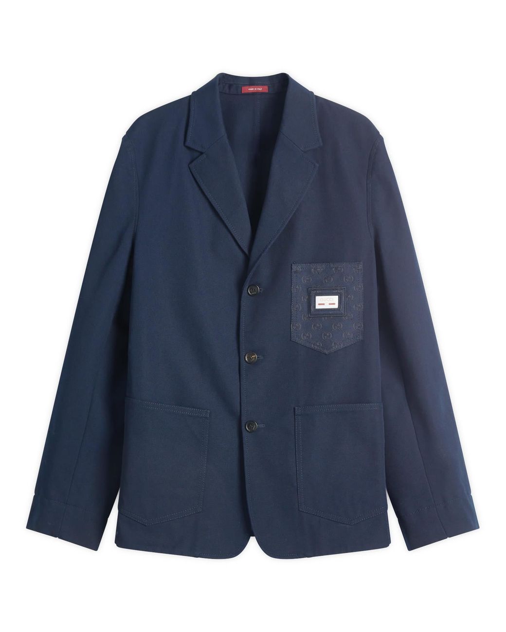 [GUCCI] グッチ SINGLE-BREASTED JACKET IN HEAVY COTTON Gucci - Single-breasted two-button jacket blue - The Corner