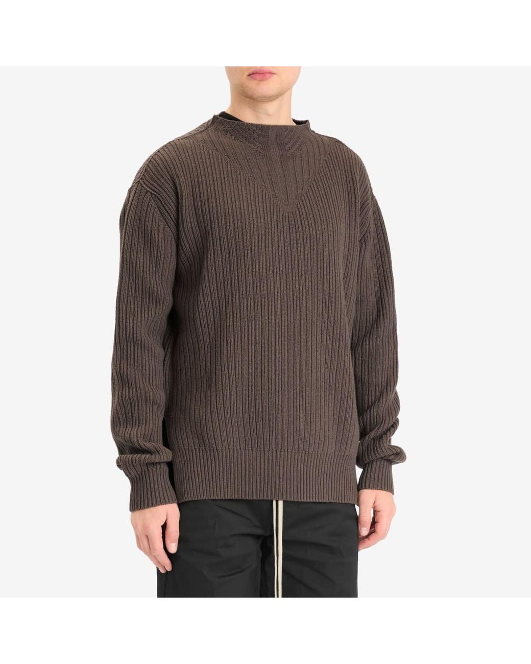 Rick Owens Brown Fisherman Rib Crew for men