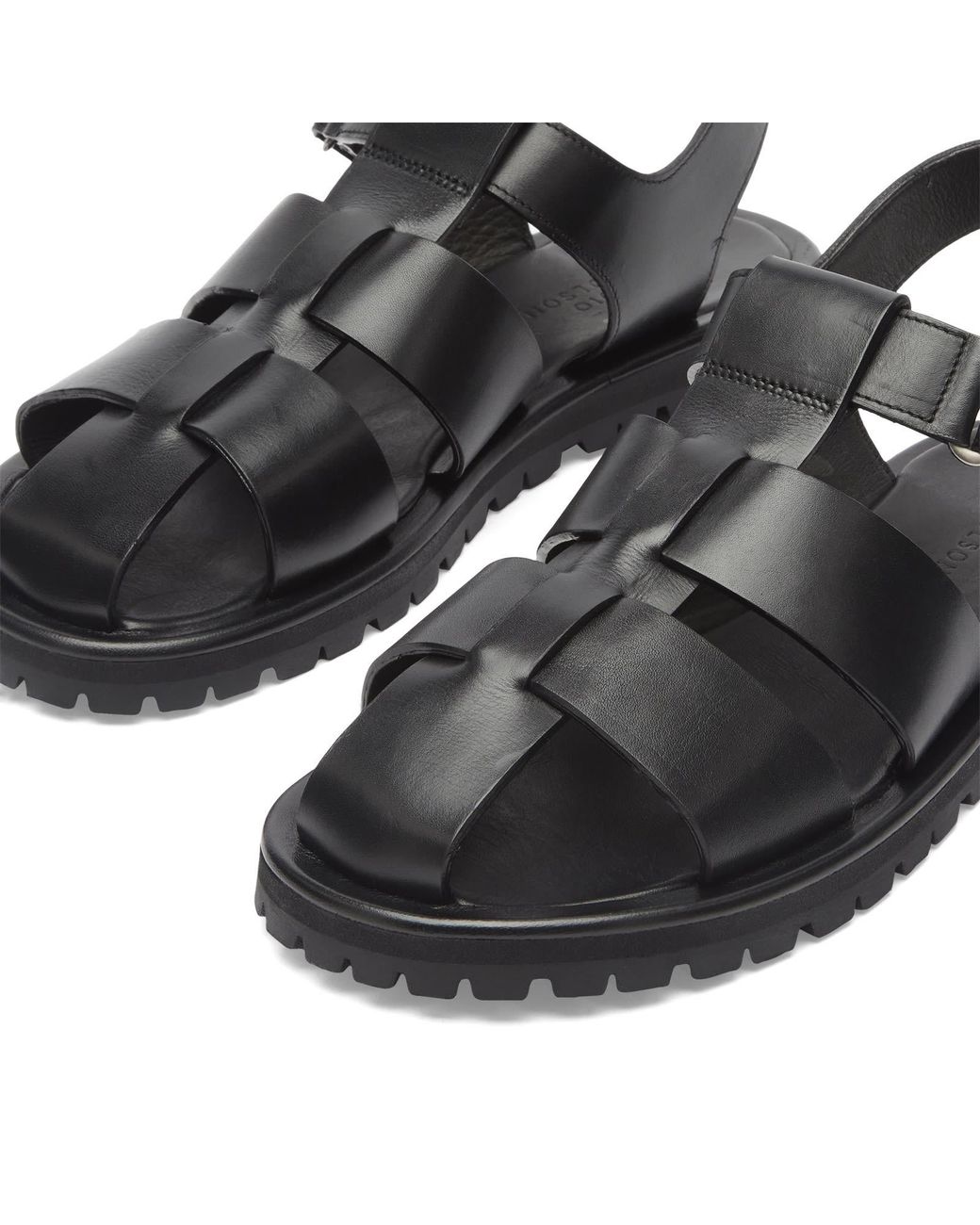 Studio Nicholson Black Sandom Leather Fisherman Sandal for men