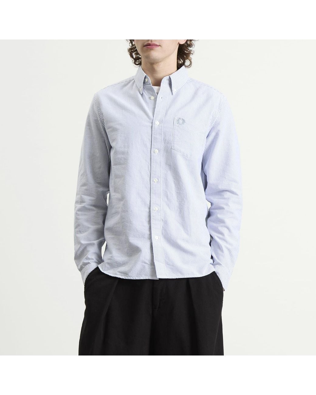 Fred Perry Blue Oxford Stripe Shirt for men