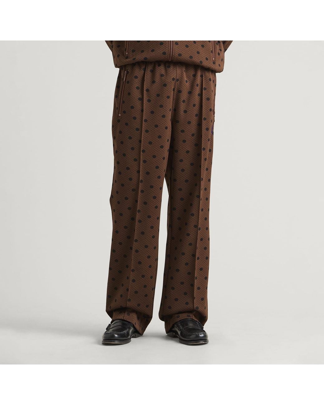 Needles Brown Poly Jacquard Track Pants for men