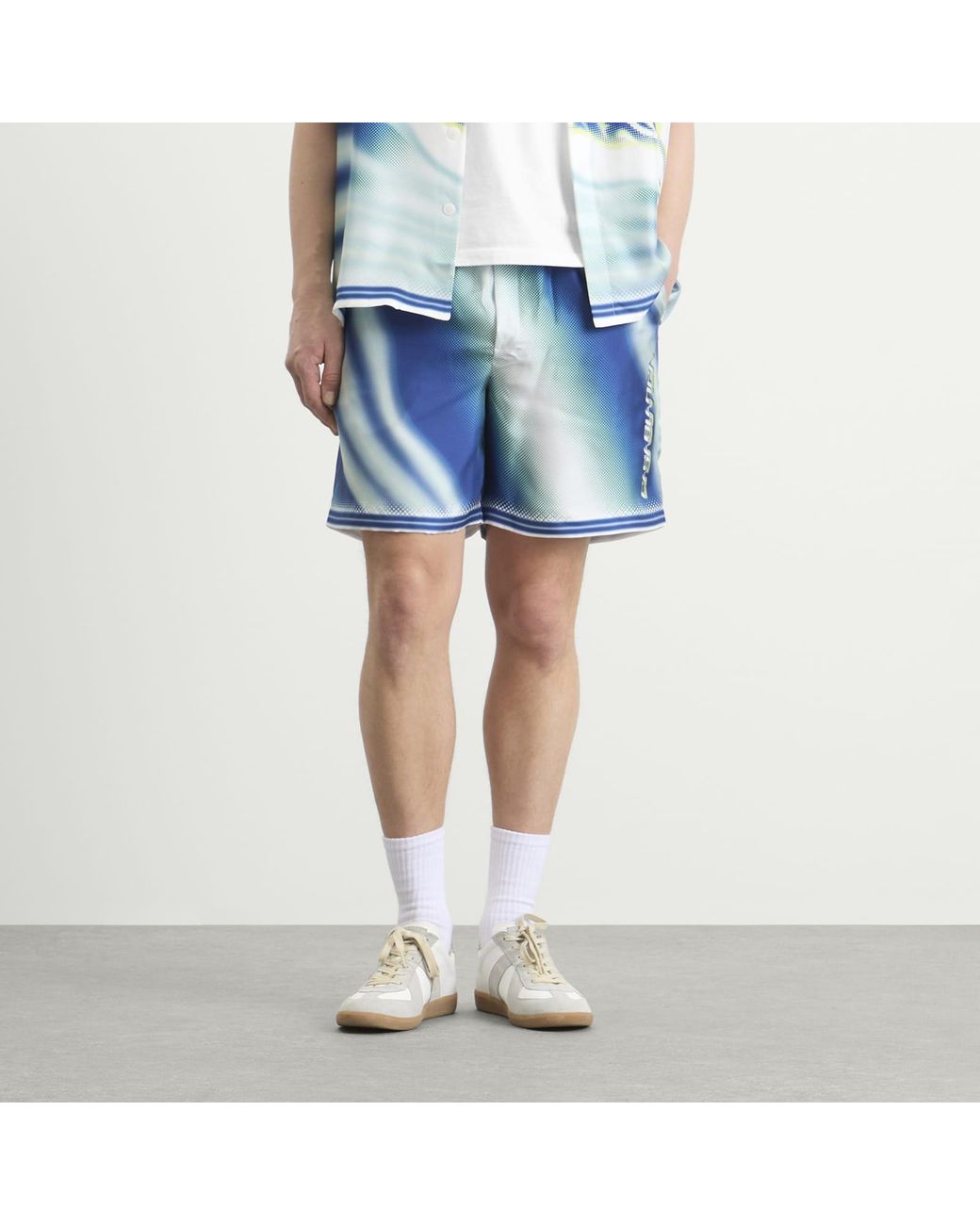 Casablanca Blue Flaming Tennis Ball Silk Shorts for men