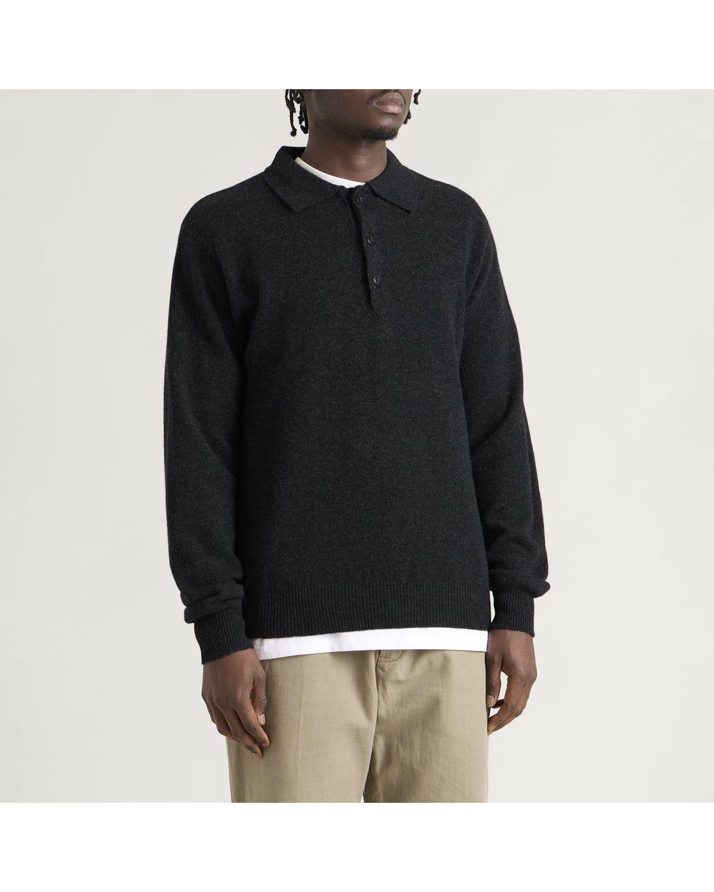Pittari Black Knitted Polo for men
