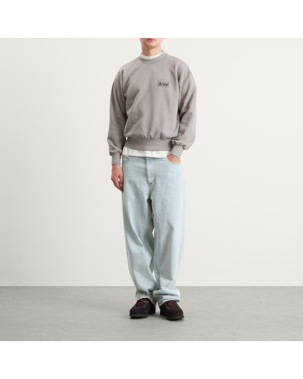 Aries Gray Mini Temple Sweatshirt for men