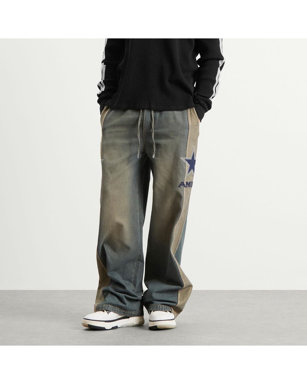 Amiri Gray Sport Denim Track Pants for men