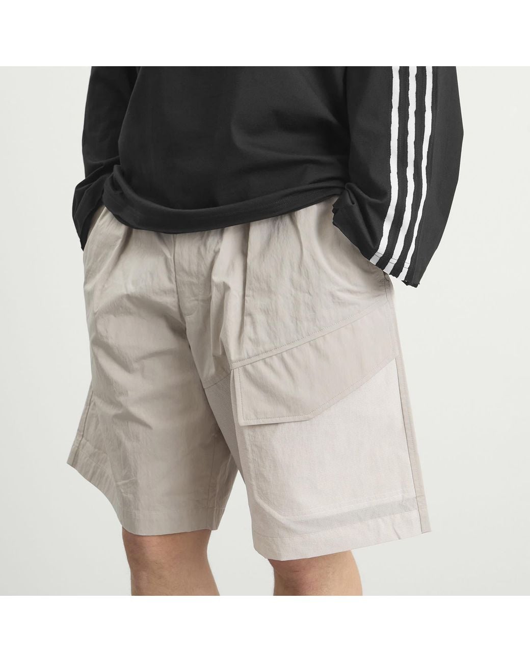 Y-3 Gray Cotton Blend Shorts for men