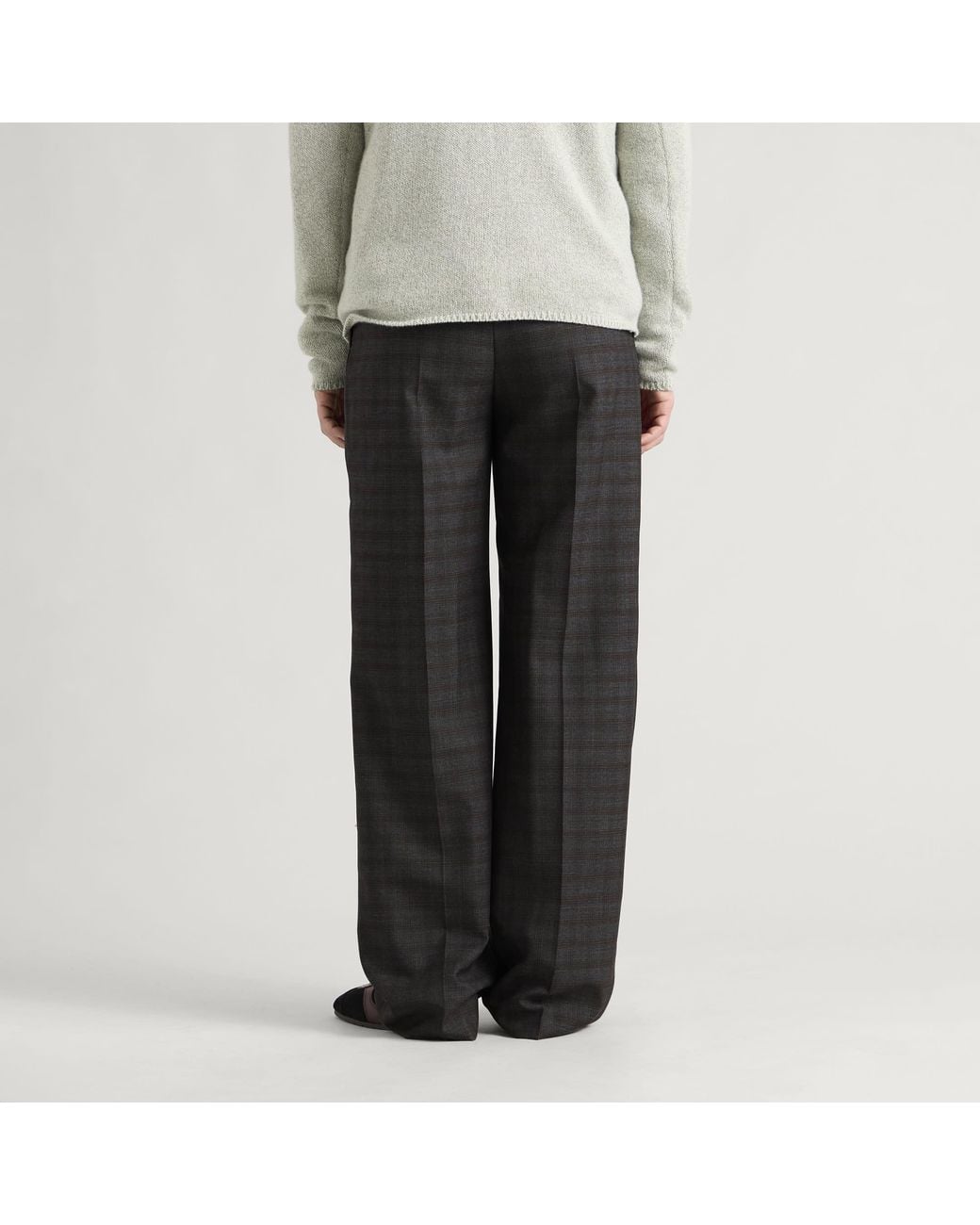 Dries Van Noten Gray Penrud Abstract Check Wool Trousers for men