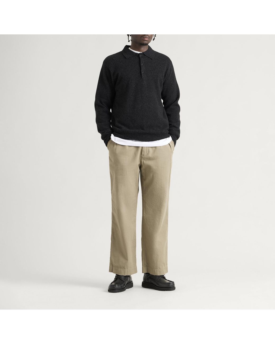 Pittari Black Knitted Polo for men