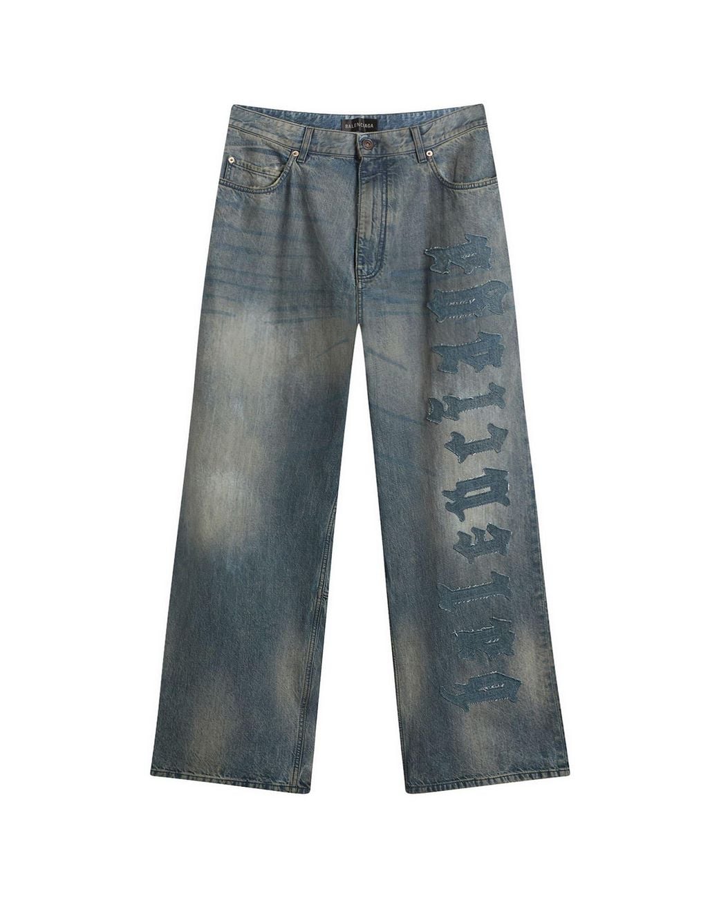 Balenciaga Blue Patch Logo Baggy Jeans for men