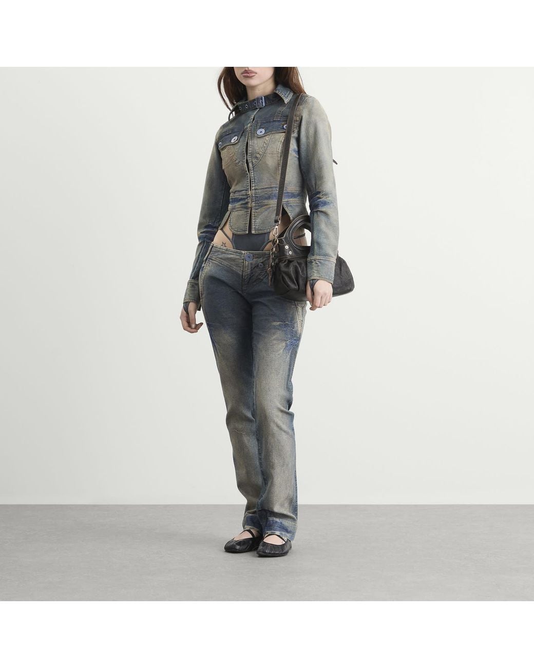 Miss Sixty Black Knwls X Baguette Shoulder Bag