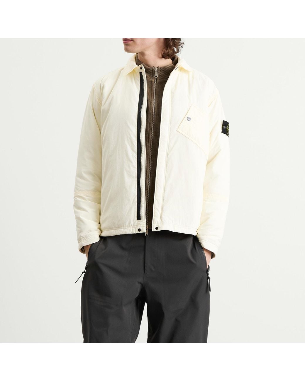 Stone Island White Matt Ripstop Cordura Zip Overshirt for men