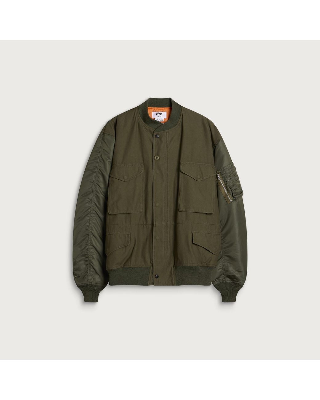 Junya Watanabe Green X Needles Cotton Satin Nylon Bomber Jacket for men