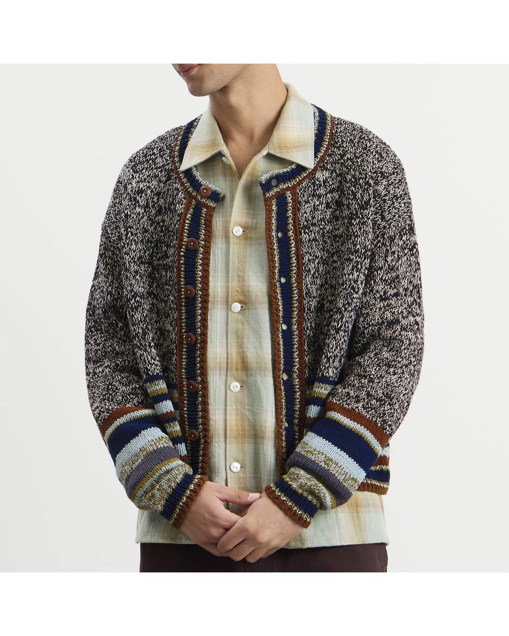 STORY mfg. Black Hand Knit Root Cardigan for men