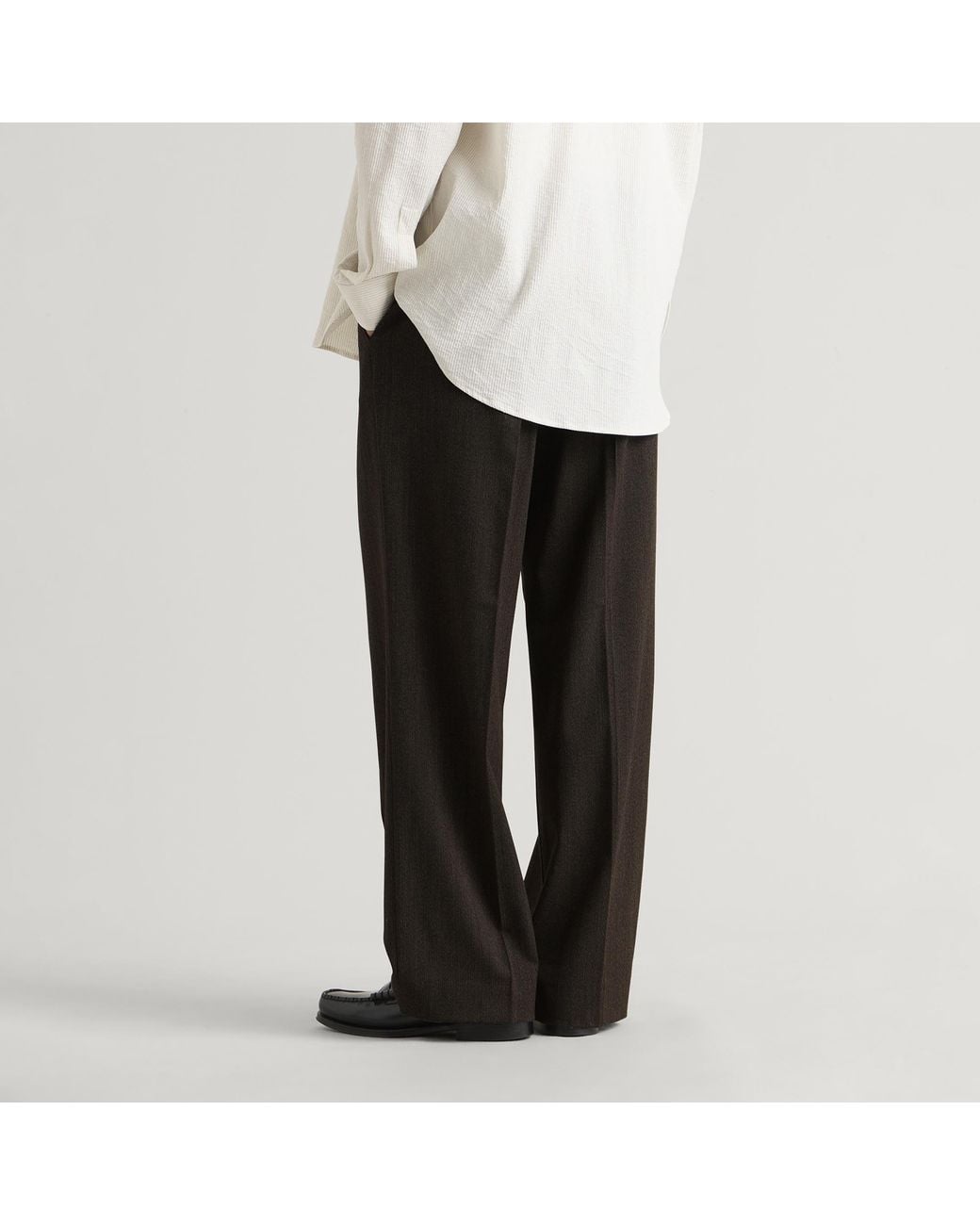 Wax London Black Piper Wool Blend Two Tone Pleated Trousers for men