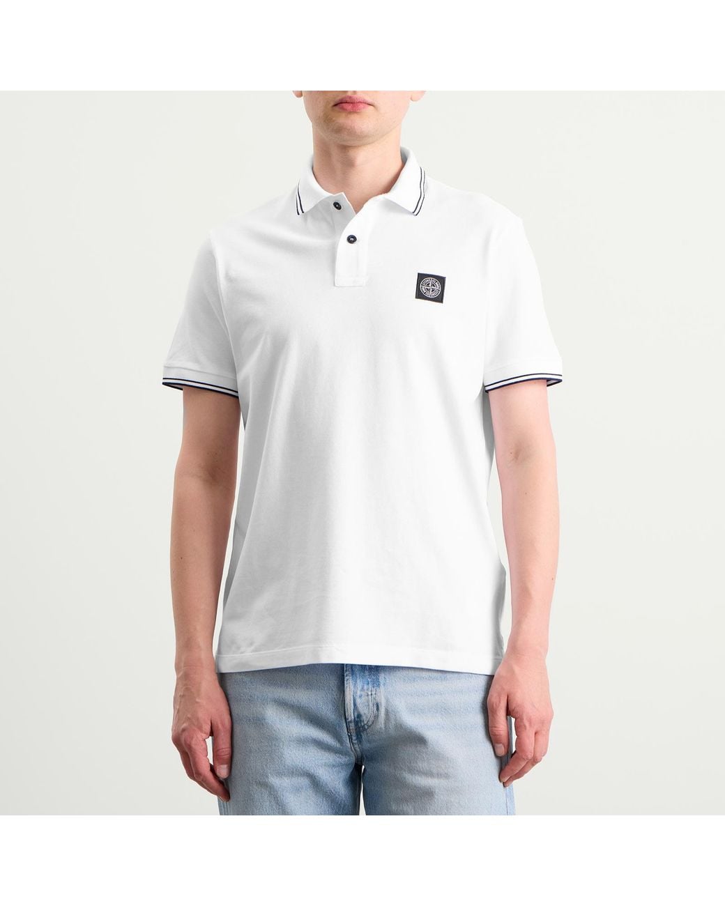Stone Island White Patch Logo Polo for men