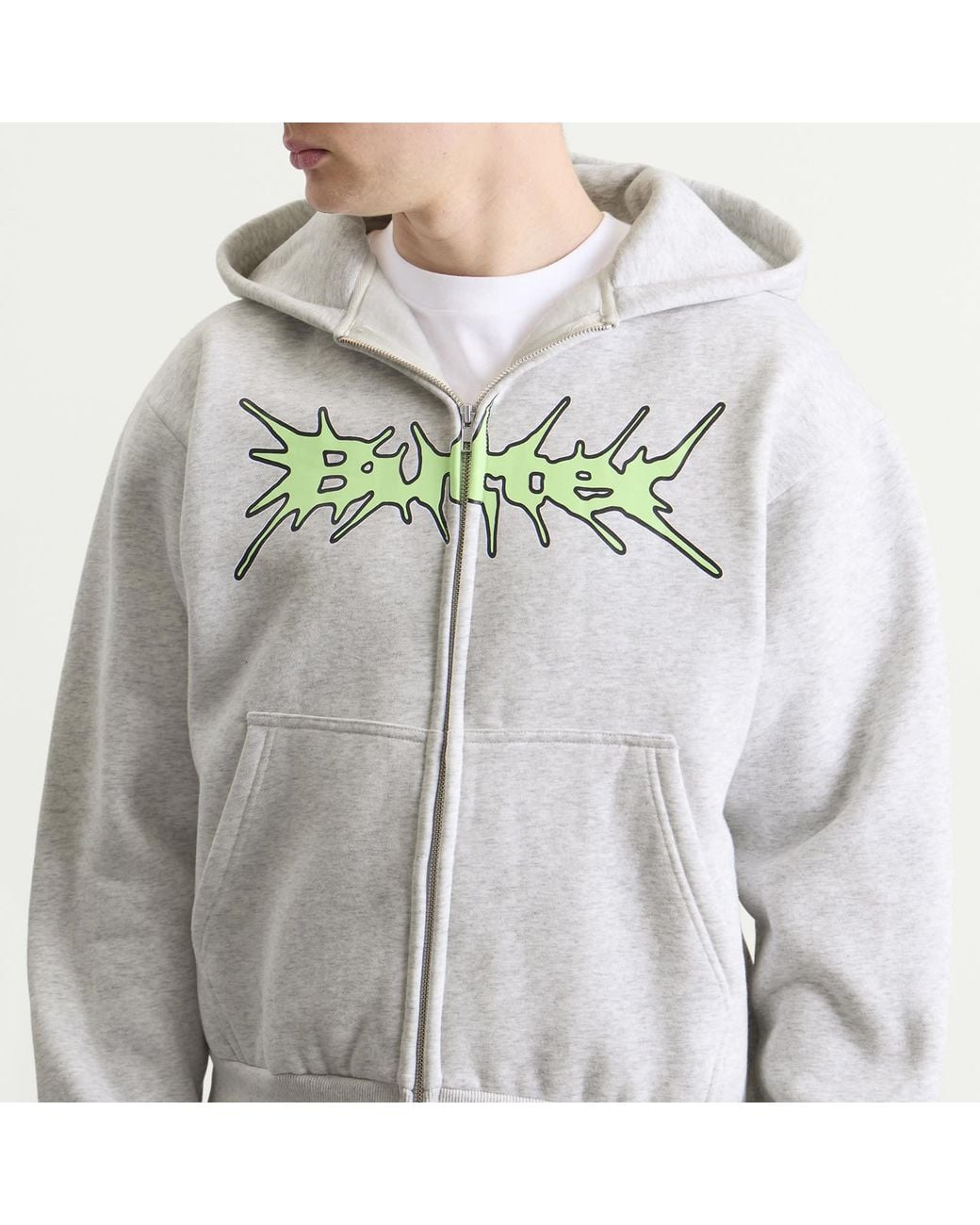 Butter Goods Gray Nail Logo Zip Hoodie for men