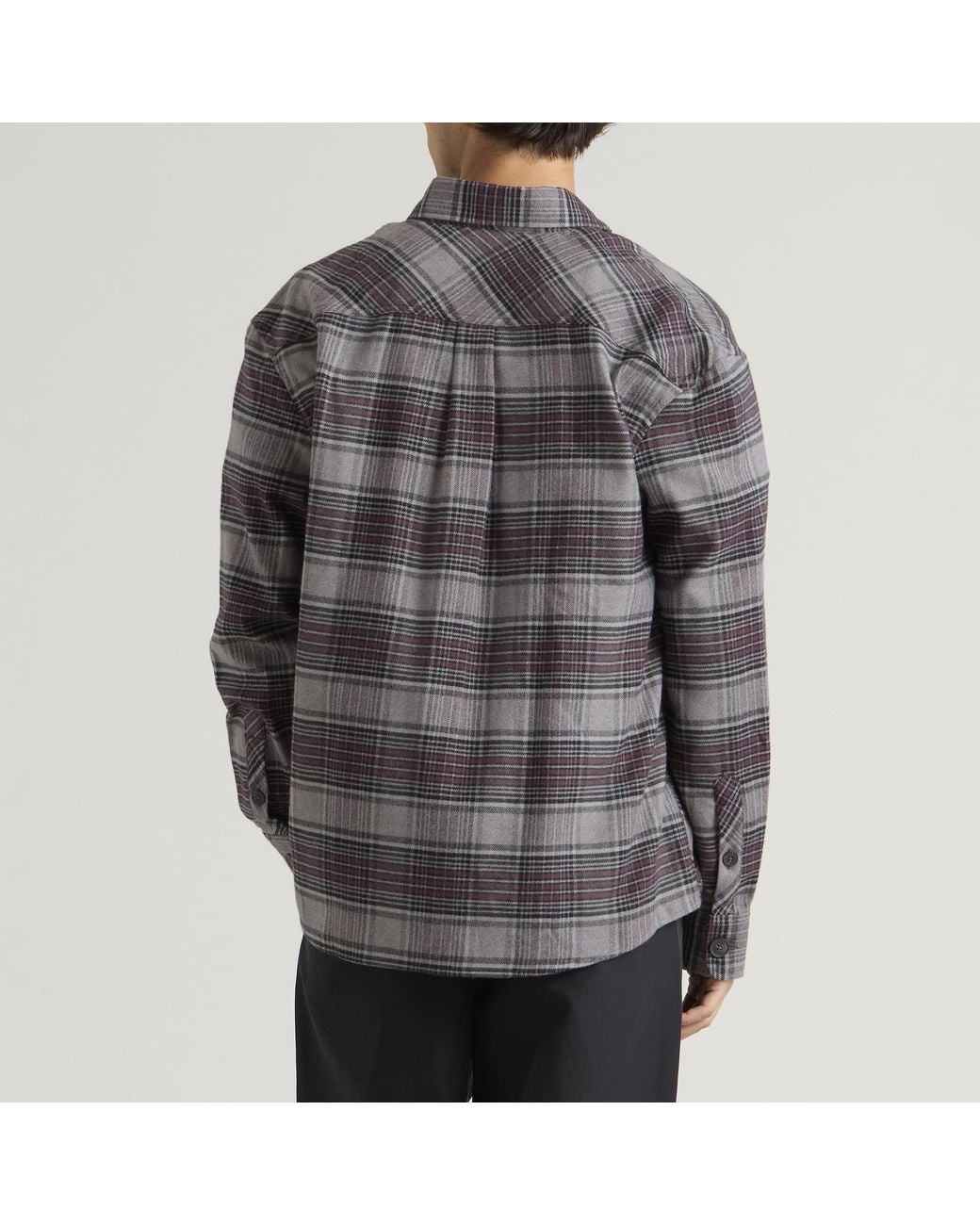 Drole de Monsieur Gray Boxy Flanel Checked Shirt for men