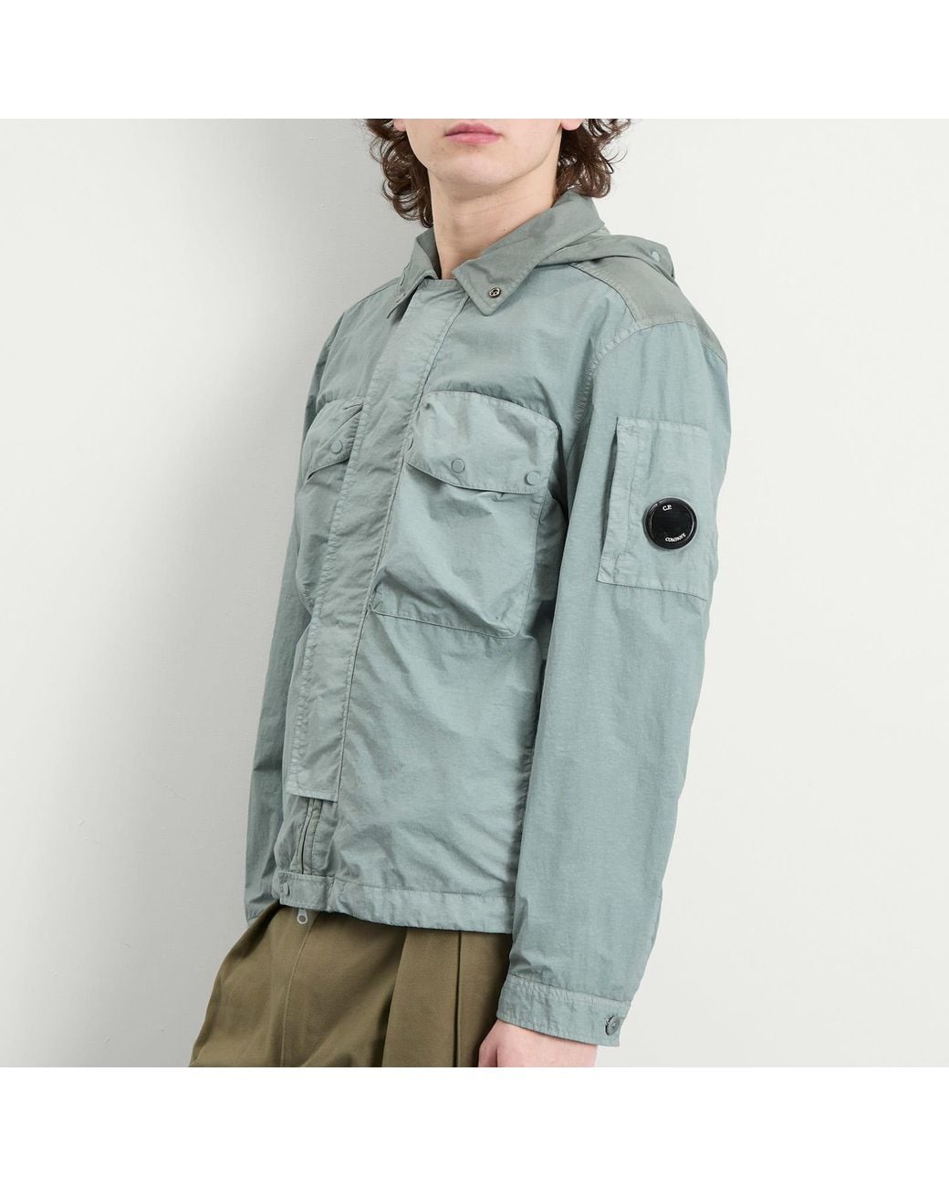 C.P. Company Flatt Nylon Mixed Goggle Overshirt in Blue for Men | Lyst