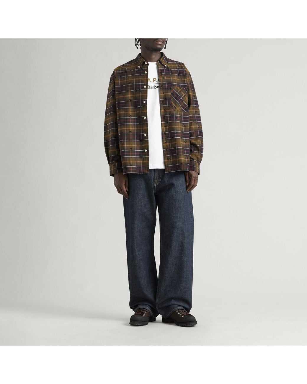 Barbour Brown X A.P.C. Monogram Tartan Shirt for men