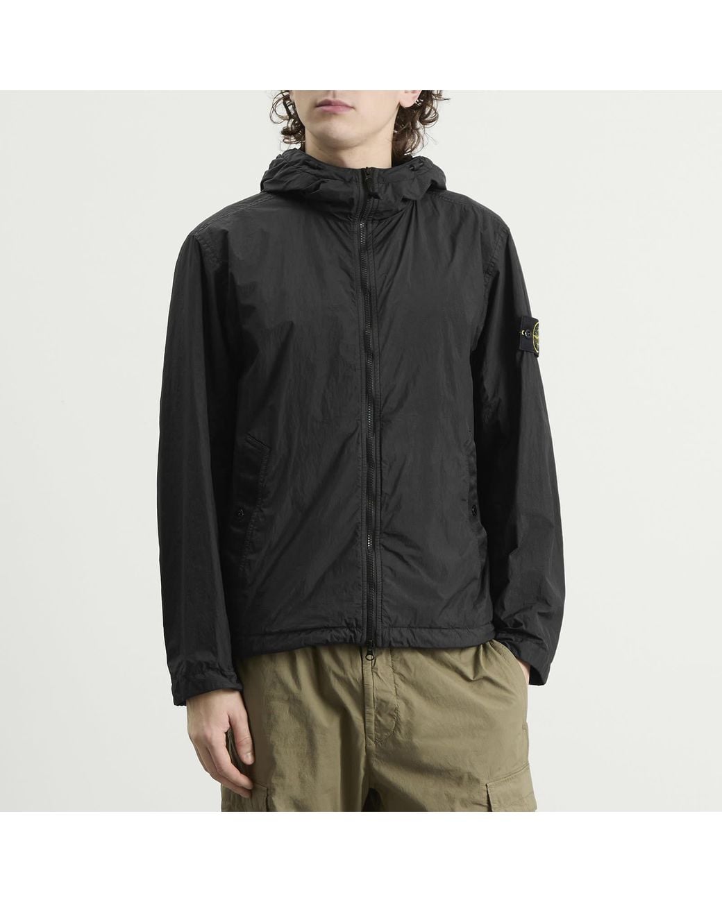 Stone Island Black Crinkle Reps Hooded Jacket for men