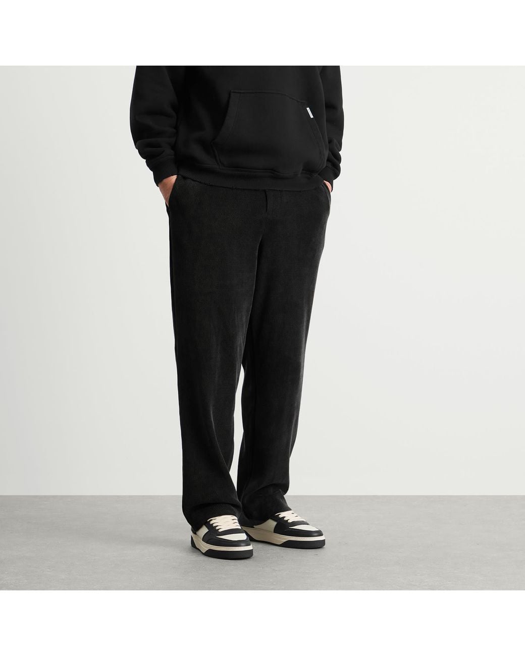 Represent Black Ribbed Hybrid Pant for men