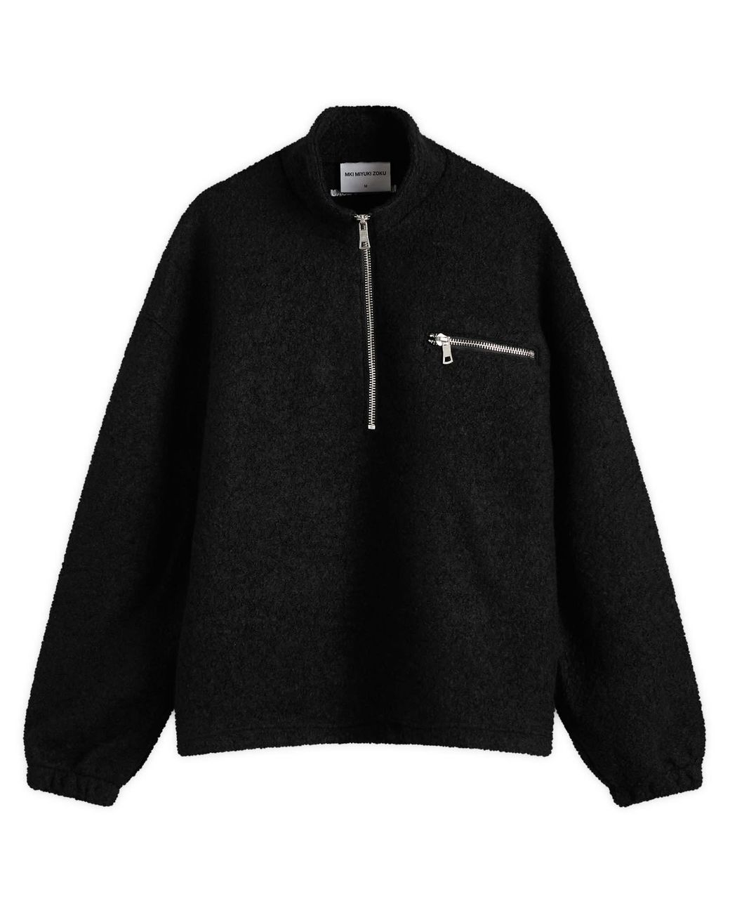 スウェット・トレーナー MKI MIYUKI ZOKU Boucle Quarter Zip Sweatshirt Black Abstract Crewneck Sweatshirt in Black | MKI Miyuki Zoku | EQVVS