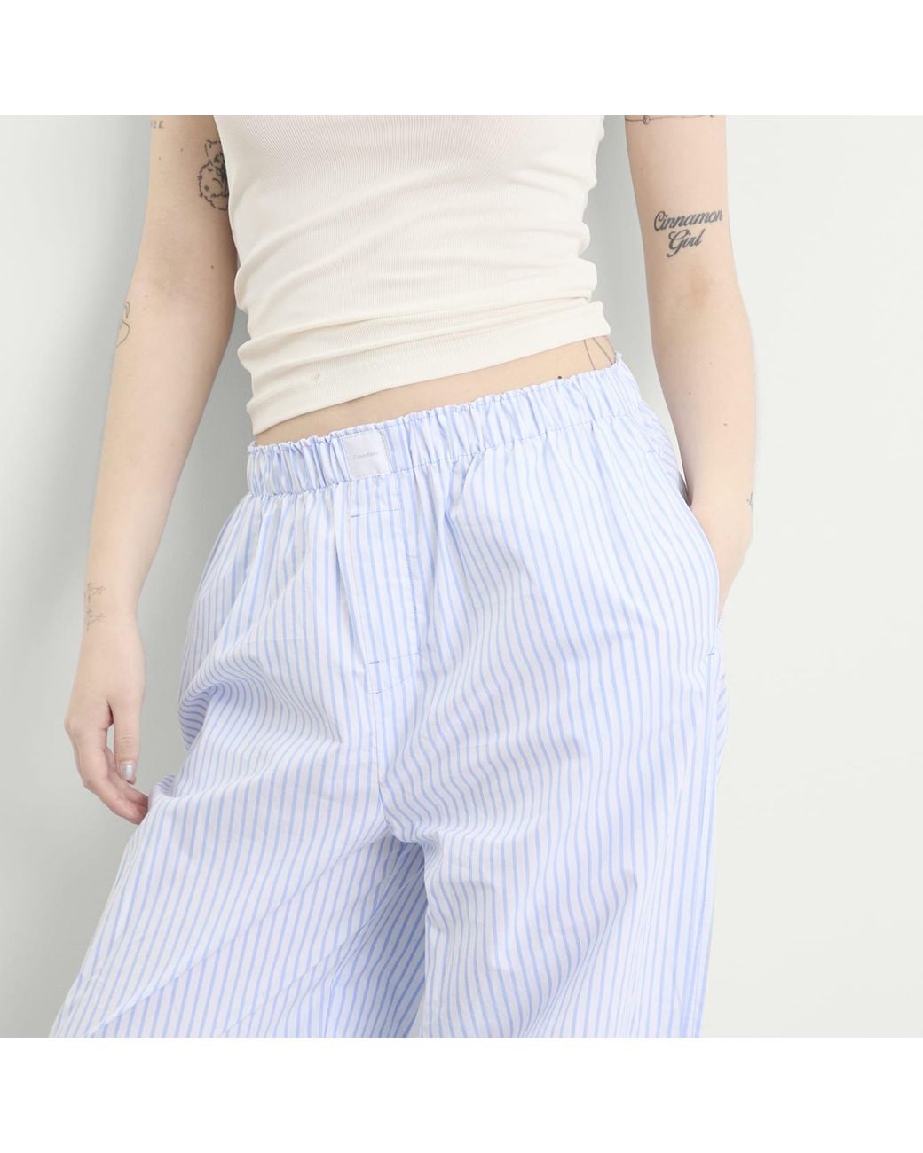 Calvin Klein Blue Cotton Poplin Sleep Pant