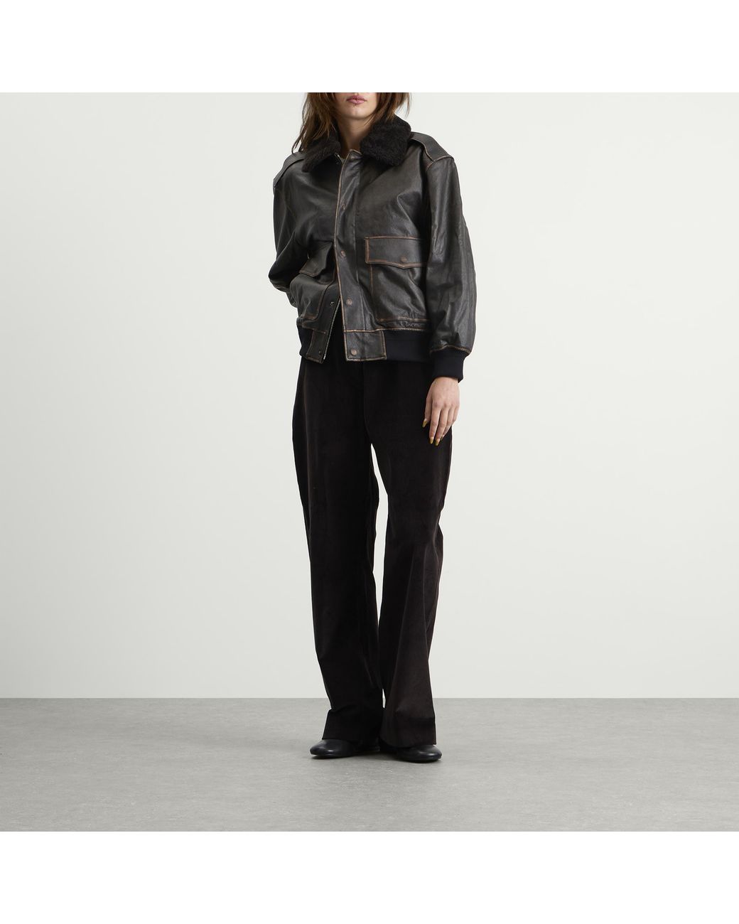 DUNST Black Detachable A-2 Leather Blouson