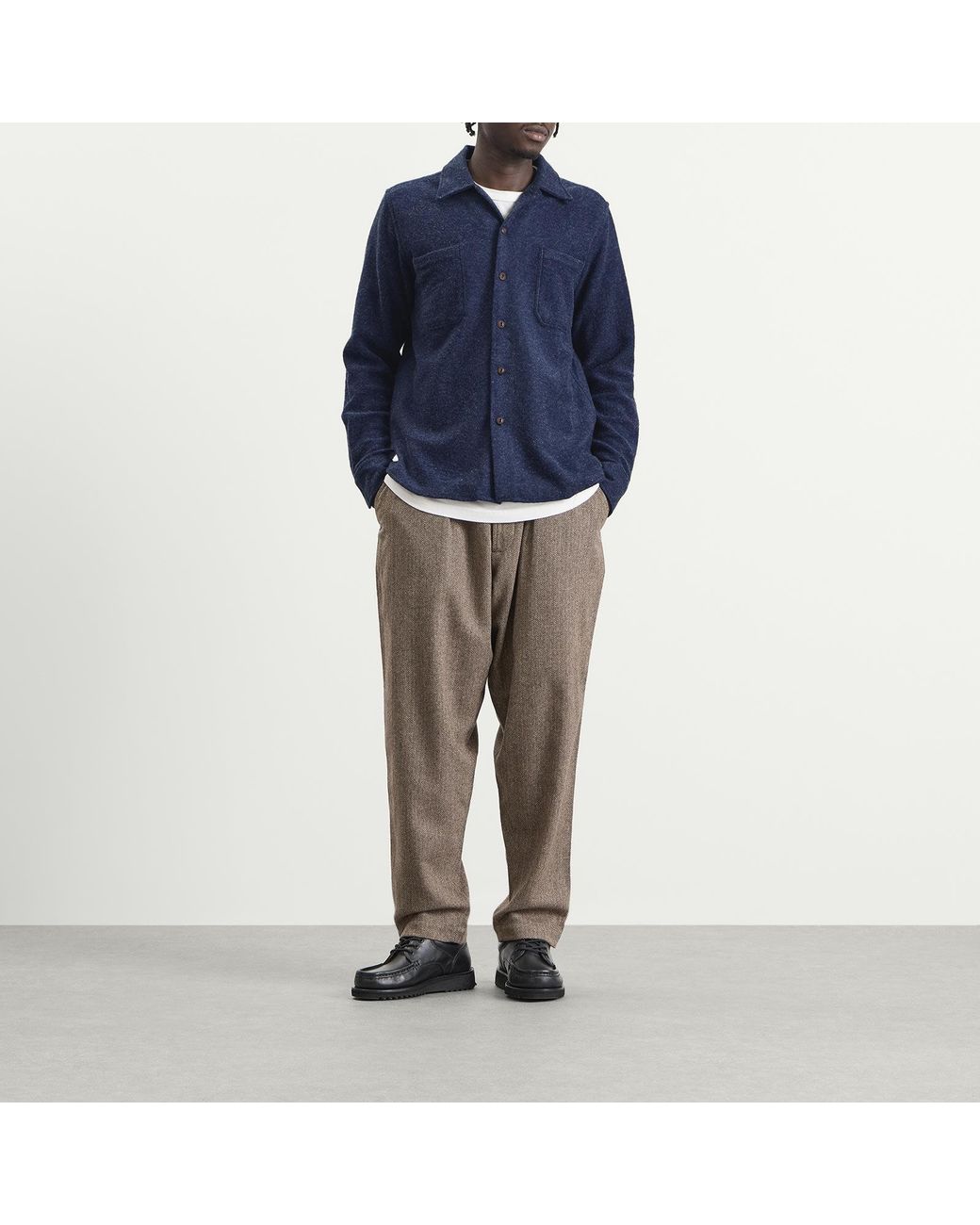 Universal Works Blue Dam Marl Work Shirt for men