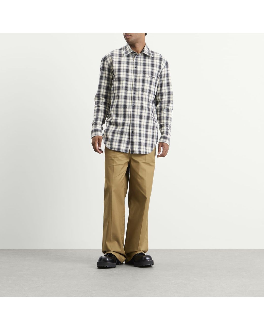Balenciaga Natural Wide Leg Cotton Chino Pants for men