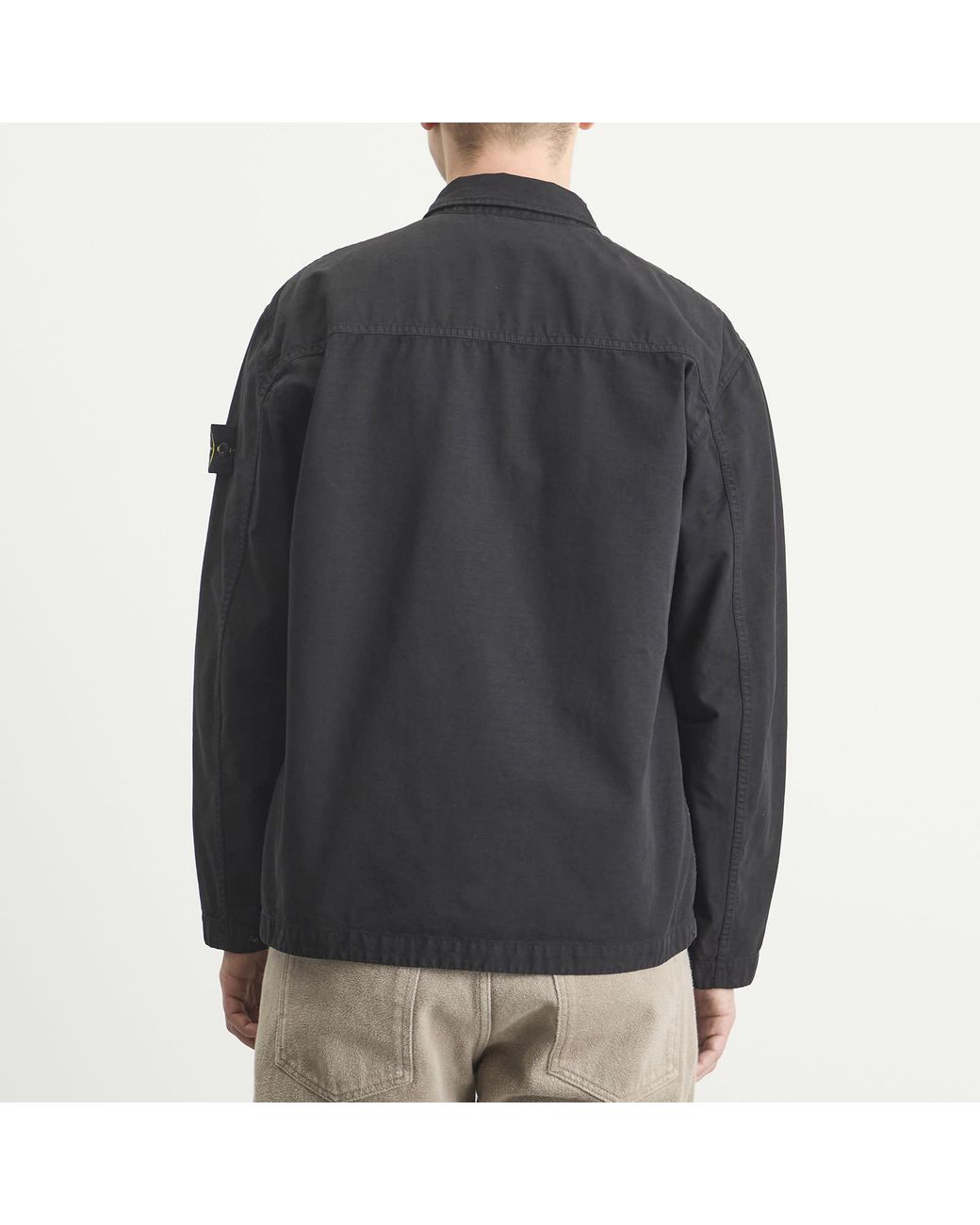 Stone Island Ripstop Zip Shirt Jacket in Black for Men | Lyst