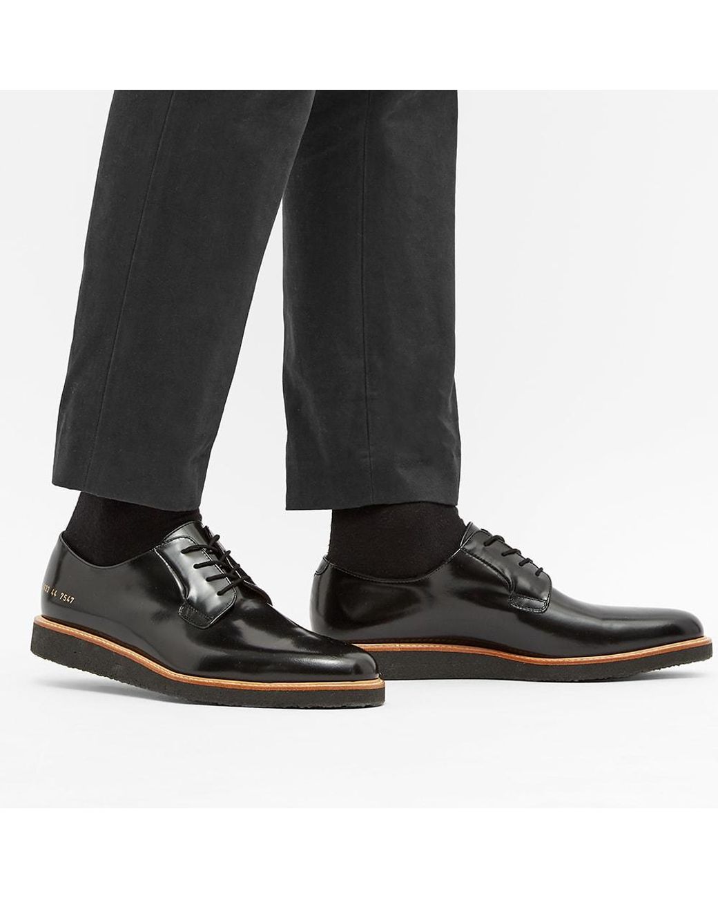 Common Projects Derby Shine Black Common Projects Derby Shine in Black & Black | FWRD main image 4