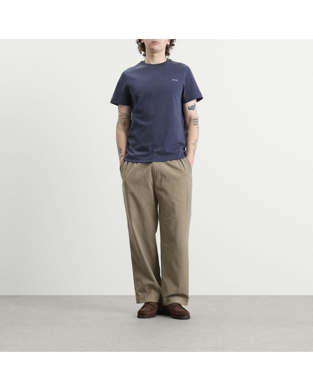 A.P.C. Blue Oliver Heavyweight T-Shirt for men