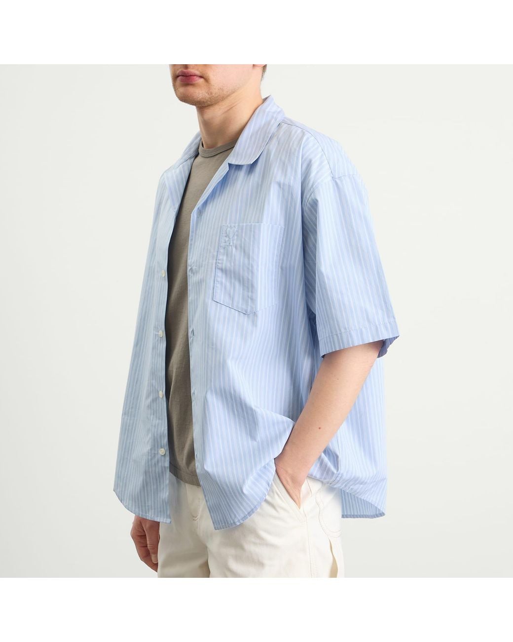 AMI Blue Short Sleeve Boxy Shirt for men