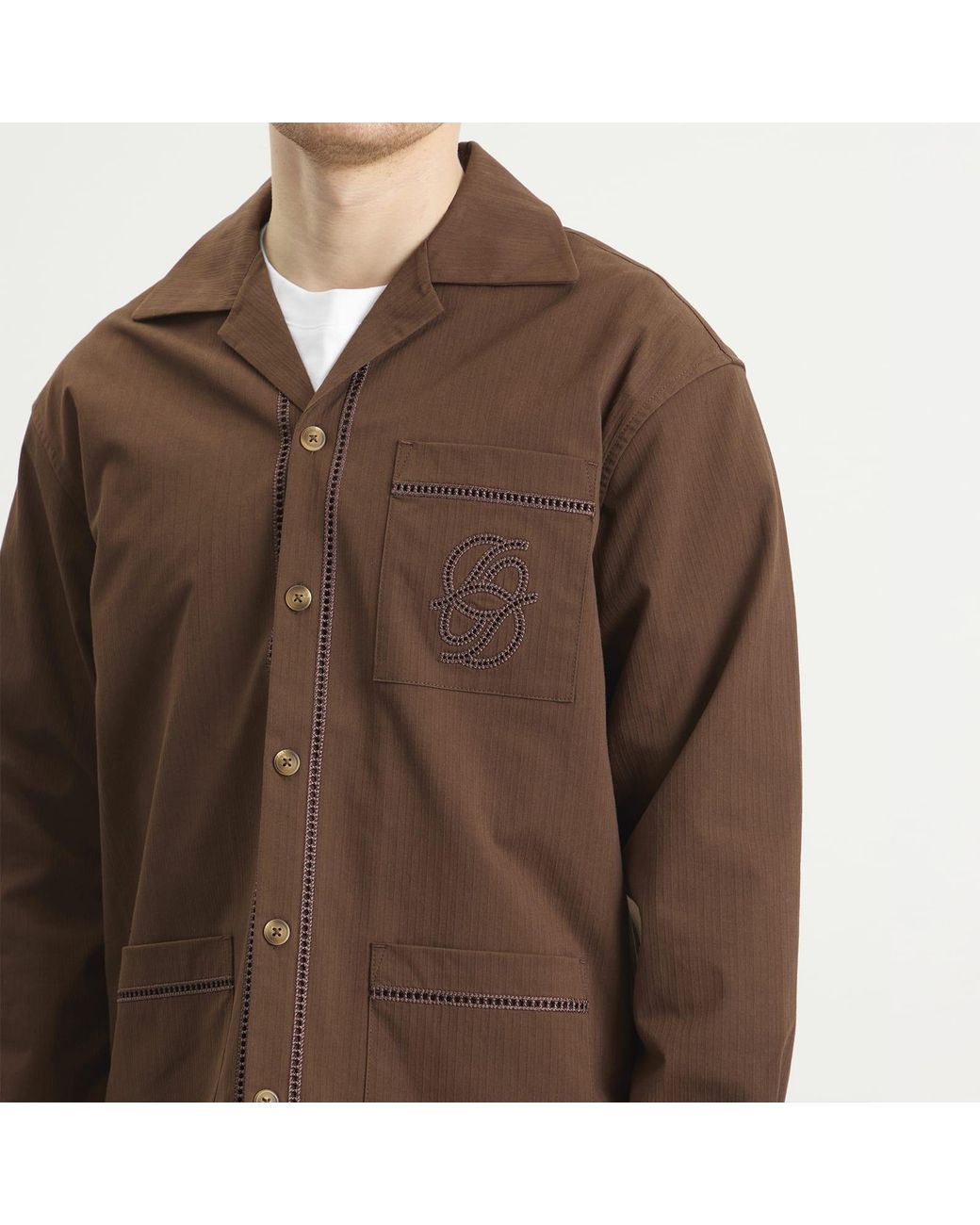 Drole de Monsieur Brown Ladder Shirt for men