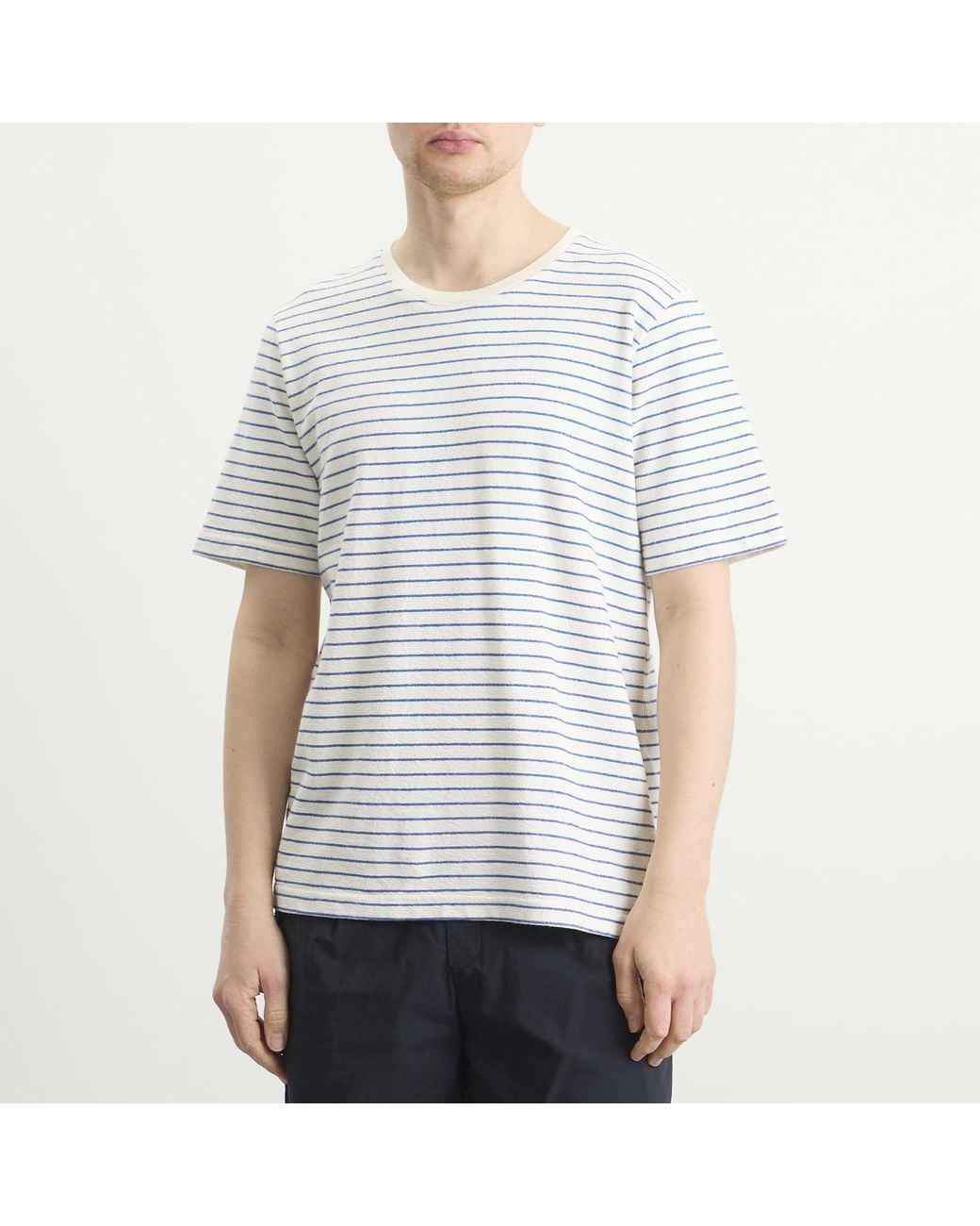 Folk Blue Textured Stripe T-Shirt for men