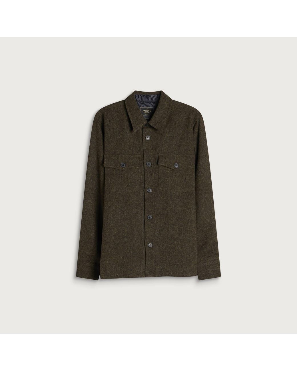 Portuguese Flannel Green Wool Field Tweed Overshirt for men