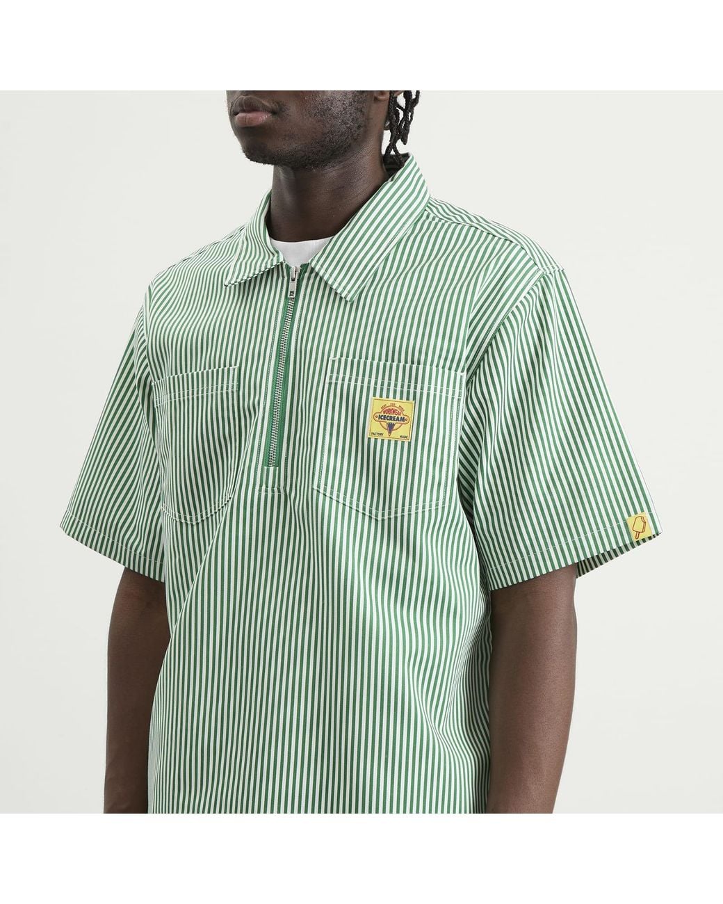 ICECREAM Green Ic Services Quarter Zip Work Shirt for men