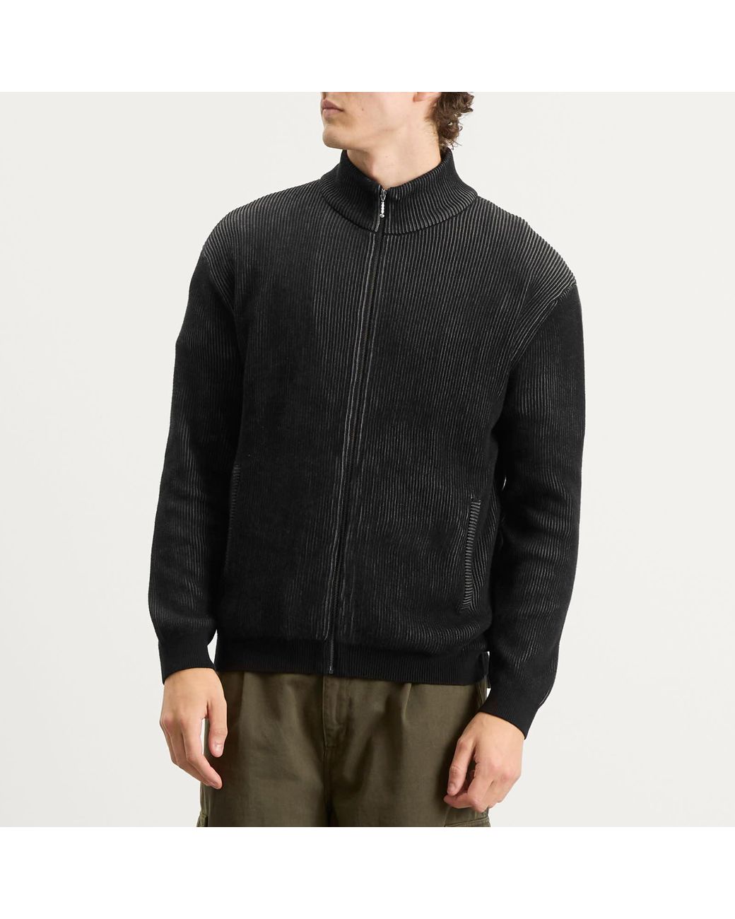 Thisisneverthat Black Full Zip Cardigan for men