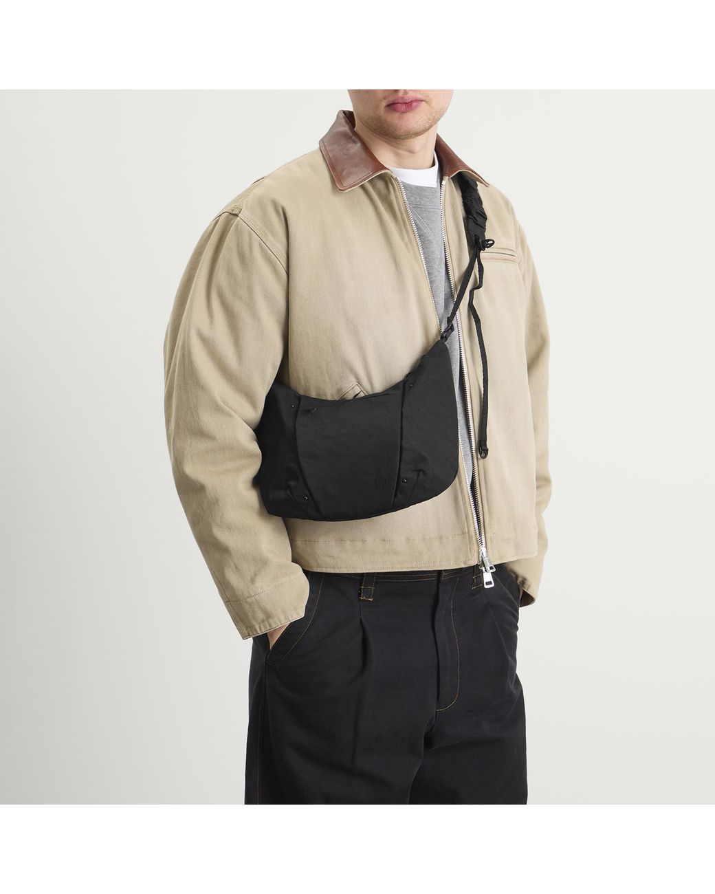 F/CE Black Textured Twill Pouch