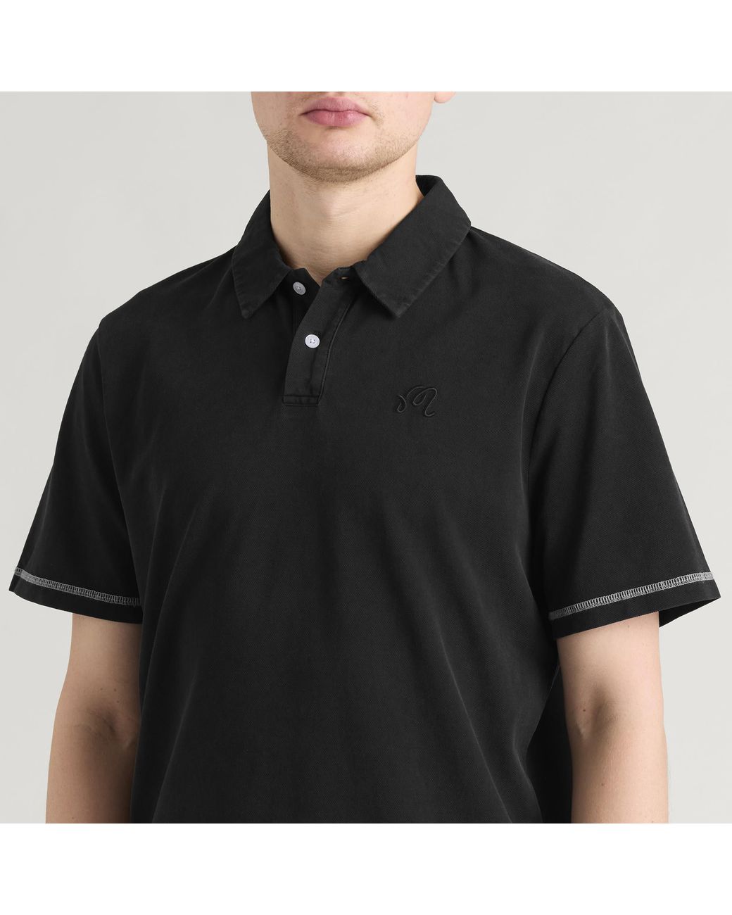 Malbon Black Fairway Overdyed Polo for men