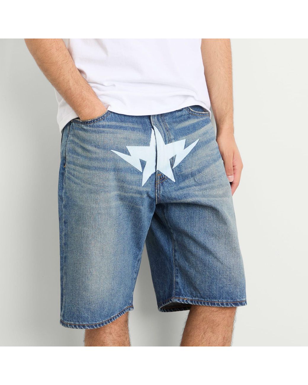 A Bathing Ape Blue Twin Sta Relaxed Fit Denim Shorts for men